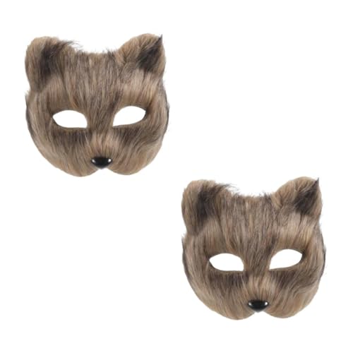Veemoon Plüsch-Fuchsmaske - Realistische Halbseitige Katzen Und Tiermaske Für Karneval Halloween Und Ostern Kostüme Grau Cosplay Zubehör Pelzmaske von Veemoon