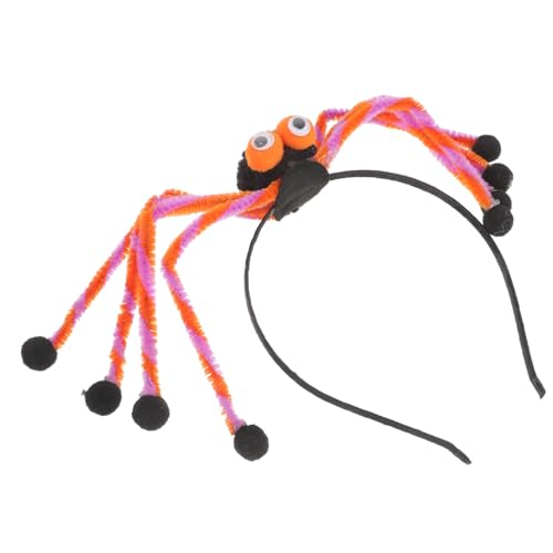 Veemoon Plüsch Spinnen Haarreif Halloween Kopfband Lustiges Leichtes Kostüm Accessoire für Damen Bequemes Party Stirnband für Karneval Cosplay und Maskerade Weiches Material Orange von Veemoon