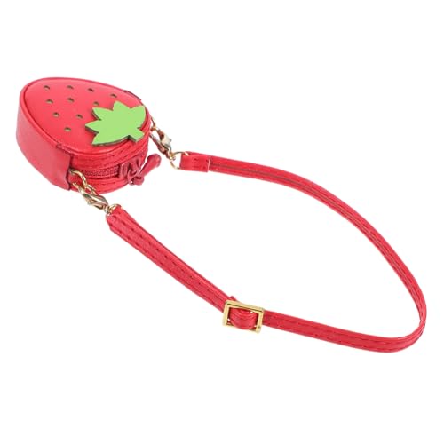 Veemoon Puppen Umhängetasche Babypuppe Kleine Puppen Aufbewahrungstasche Puppenzubehör Erdbeertasche Rotes Pu Leder von Veemoon