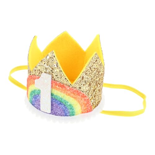 Veemoon Regenbogen Stirnband Geburtstagskrone mit Weißem Spitzenrand Party Haaraccessoire für Mädchen Foto Requisite und Bühnenperformance Vielseitiges Kopfschmuck von Veemoon