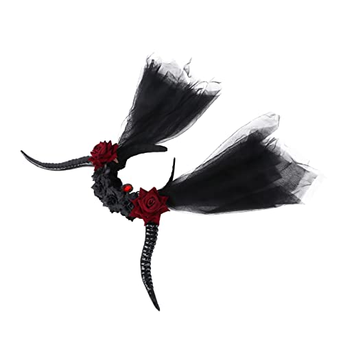 Veemoon Retro Steampunk Haarreif mit Kristallverzierung Gothic Party Haarschmuck für Damen und Mädchen Halloween Kostüm Zubehör Teufelshorn Stirnband Bequem und Auffällig von Veemoon