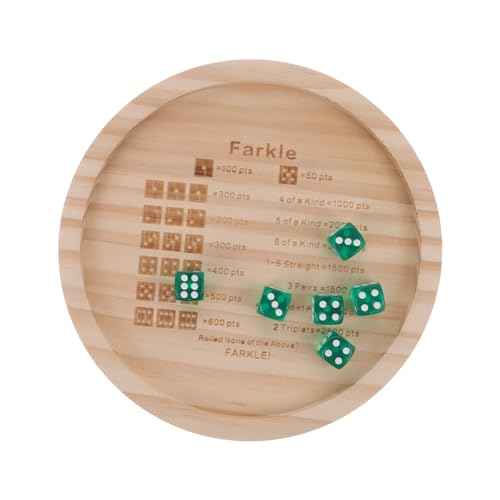 Veemoon Rundes Holz Würfeltablett 18 cm Mit 6 Würfeln - Rustikales Design Für Brettspiele Und Rollenspiele - Ideal Für Familien Und Spieleabende in Beige von Veemoon