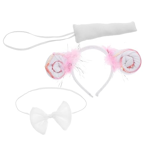 Veemoon Schaf Kostüm Teiliges mit Pailletten Stirnband Fliege und Leichte Tier Accessoires für Bühnenauftritte Tanz Geburtstagsfeiern Rosa Glitzer Design von Veemoon