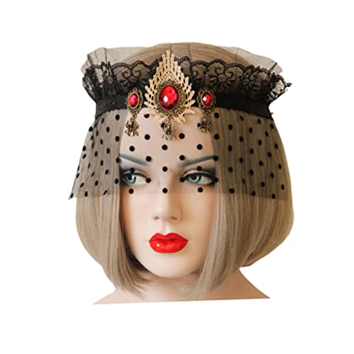 Veemoon Schwarze Halloween-Maske Mit Spitze - Schleier Und Gothic Spinne Verziert Mit Edelsteinen – Perfekte Augenmaske Für Maskerade Partys Und Halloween Stirnbänder von Veemoon
