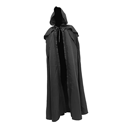 Veemoon Schwarzer Kapuzenumhang Langer Vintage Robe Für Halloween Cosplay Kostüm Halloween Accessoire Mittelalterliches Outfit Perfekte Verkleidung Für Karneval von Veemoon