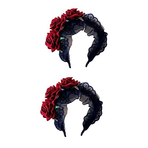Veemoon Schwarzes Gothic Rose Haarschmuck Stirnband Aus Spitze Für Tag Toten - Mexikanisches Kopfschmuck Für Kostüme Und Cosplay - Stilvolles Accessoire Für Besondere Anlässe von Veemoon