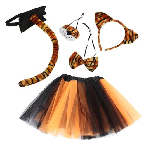 Veemoon Set Tiger Verkleidungskostüm Tigerkostüm Accessoire Tierohren Stirnband Tigerohren Stirnband Tiger Halloween Kostüm Für Mädchen Tigerkostüm Tigerzubehör Stoff von Veemoon
