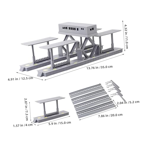 Veemoon Train Modellbau Sandtisch Bahnsteig mit Gleisen und Buswartehalle DIY Zug Landschaft Zubehör für Detailreiche Modelleisenbahn-stationen und Schienenbau von Veemoon