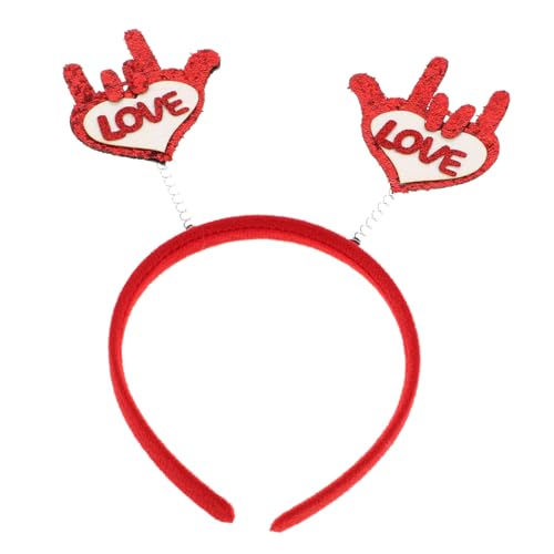 Veemoon Valentinstag Stirnband mit Glitzer Liebe Handzeichen Design Langlebiges Accessoire für Hochzeit Party Vielseitig für Haartypen Romantisches Haarband für Damen von Veemoon