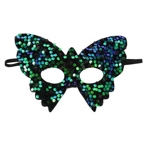 Veemoon Venezianische Schmetterlings Masquerade Maske für Damen Grün mit Pailletten Besetzt Halbe Gesichtsbedeckung Glamouröses Kostümzubehör für Halloween Maskenball Karneval und Cosplay von Veemoon