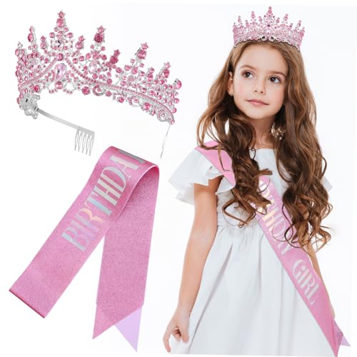 Veemoon Verstellbare Geburtstagsschärpe und Kristallkrone für Mädchen mit Strasssteinen Komfortabel und Langlebig als Geburtstagsdeko und Partyaccessoire Veemoon Verstellbare Geburtstagsschärpe und Kristallkrone für Mädchen mit Strasssteinen Komfortabel und Langlebig als Geburtstagsdeko und Partyaccessoire von Veemoon
