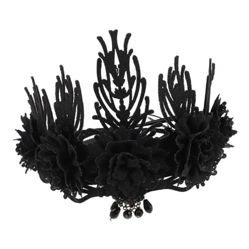 Veemoon Vintage Barock Krone Damen Barocke Blumen Haarreif Gothic Tiara für Halloween Cosplay Party Leichtes Stilvolles Kopfstück mit Royalem Flair und Vielseitigem Design von Veemoon