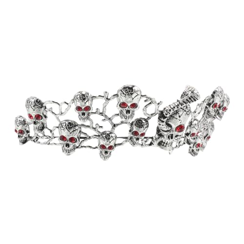 Veemoon Vintage Goth Skull Crown Damen Halloween Haarreif mit Roten Strasssteinen Leichter Komfortabler für Party Cosplay und Fotoshootings Veemoon Vintage Goth Skull Crown Damen Halloween Haarreif mit Roten Strasssteinen Leichter Komfortabler für Party Cosplay und Fotoshootings von Veemoon