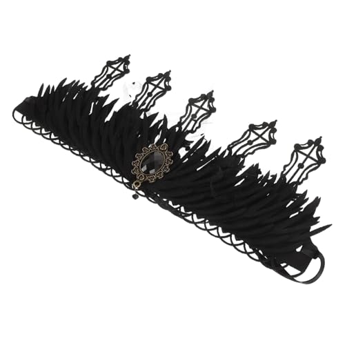 Veemoon Vintage Gothic Tiara Haarschmuck Barocke Königin Krone Stirnband für Hochzeit Halloween Kostüm und Partys Verstellbar und Sicherer Sitz Damen Accessoire von Veemoon