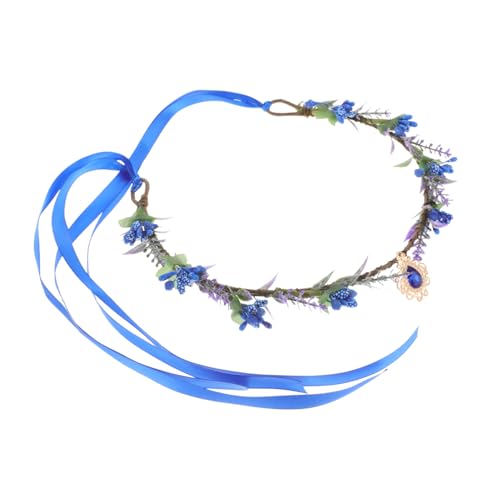 Veemoon Violette Wasserfall Haarkrone Handgefertigtes Blumen Haaraccessoire für Renaissance Kostüme Hochzeiten Halloween und Fotografie V Förmige Blumenkrone Blau und von Veemoon