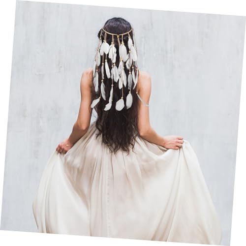 Veemoon Weißes Stirnband Damen Kopfstück für Braut Hochzeit Boho Haarschmuck Leicht Weich Vielseitig für Party Cosplay und Festlichkeiten von Veemoon