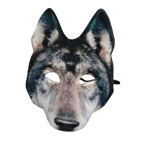 Veemoon Wolfsmaske Fuchs Halbmasken Kostüm Fuchsmaske pelzige Halloween Wolfskopfmaske Bärenmaske Realistische Regenmaske Halloween-Tiermaske Eva Grey von Veemoon