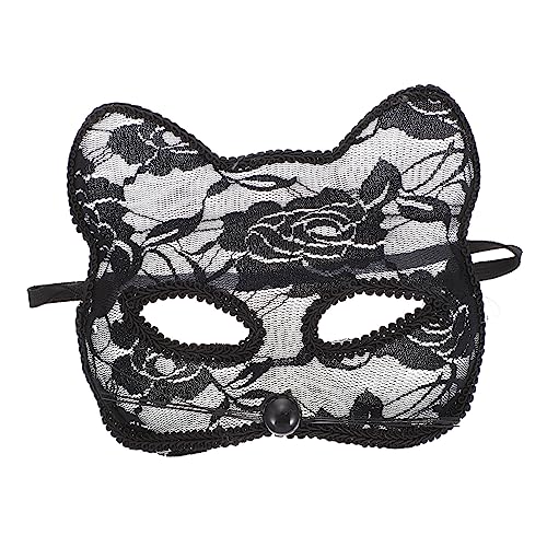 Veemoon katze gesichtsmaske Maskerade Cosplay -Masken Cosplay-Partymaske Cosplay-Maske Halloween-Maske Kostümmasken Halloween -Kostüme Maske Karnevalsmasken für Erwachsene Plastik Schwarz von Veemoon