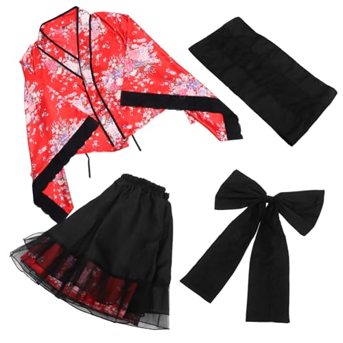 Veemoon - kimono Brautjungfer Party saftig für Robe Frauen Robe Magd Kleid lang Seide Größe Plus Kostüm Halloween Vor damen kleider -Cosplay rot von Veemoon