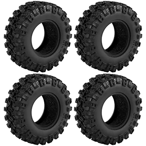 Veenewy 4 Stück Reifen, 52 x 17 mm, 1,0 Zoll, aus weichem Gummi, Reifen für 1/24 Auto, Fernbedienung auf Axial SCX24 90081 AXI00002 von Veenewy