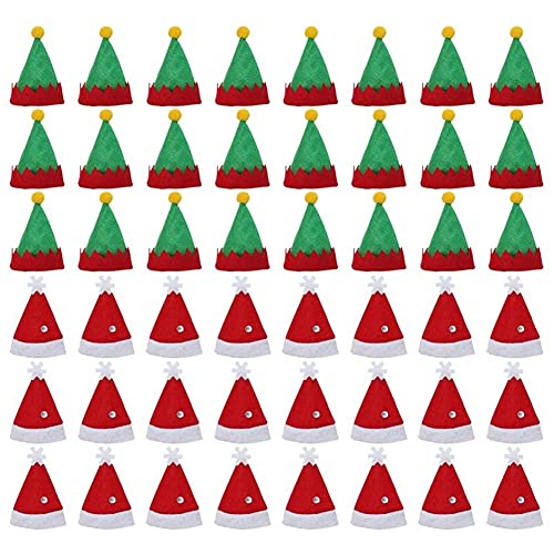 Veenewy 48 Stück Mini-Weihnachtsmütze, Topper, Weihnachtsdekoration, Weinflaschenverschluss von Veenewy