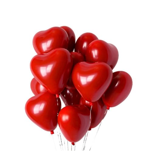 Veenewy Luftballons, Herzen, rot, aufblasbar, aus Latex, für Dekorationszubehör zum Valentinstag von Veenewy