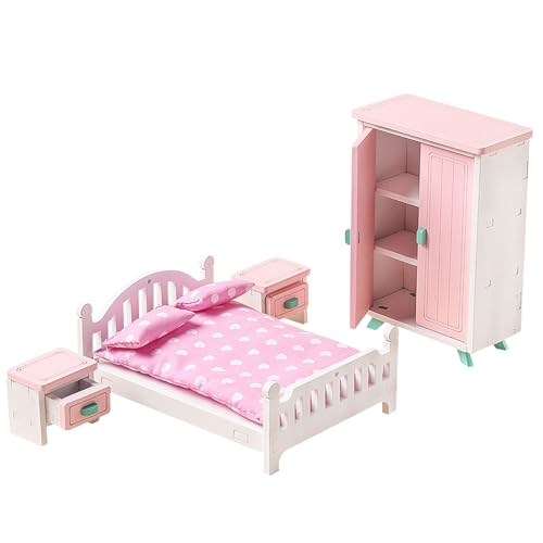 Veesper 7pcs/Set Holzpuppenhaus Möbel Set Miniaturmöbel Schlafzimmer Puppenhauszubehör farbenfrohe Play Toy für Mädchen Jungen Alter 3+ Style2 Veesper 7pcs/Set Holzpuppenhaus Möbel Set Miniaturmöbel Schlafzimmer Puppenhauszubehör farbenfrohe Play Toy für Mädchen Jungen Alter 3+ Style2 von Veesper