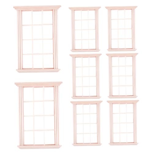 8pcs Dollhouse Fenster 1:12 Hölzer Miniaturfenster Rahmen DIY Craft Mini Fenster Modell mit 12 Gitterpuppen Hausmöbeln für Puppenhauszubehör von Veesper