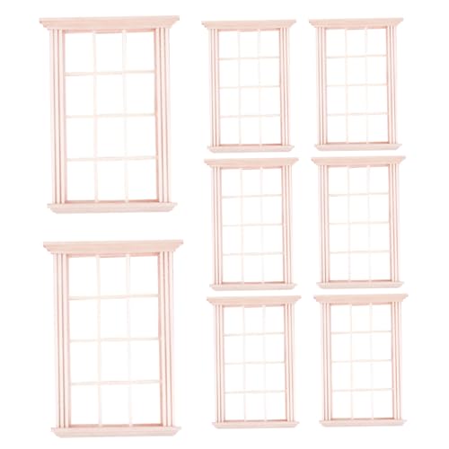 8pcs Dollhouse Fenster 1:12 Skala, Holz Miniaturfenster Rahmen DIY Craft Mini Fenstermodell mit 12 Grids Dolls House Furniture für Puppenhauszubehör von Veesper
