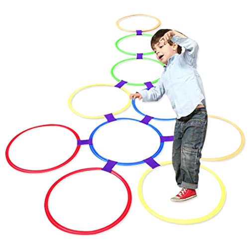 Hopscotch Game Plastic Colored Connectored Hopscotch Ring für Kinder unter 3 Jahren 20 Prozent/Set 14,96 Zoll Safe Hopscotch -Ringe mit Klemmstraining -Training trainieren Outdoor -Spiele für Kinder von Veesper