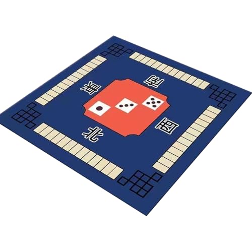 Mahjong-Matte rutschfeste Mahjong-Tischmatte 80 x 80 cm Geräuschreduzierung Mahjong-Matte für Tisch verschleißfeste Mahjong-Spielmatte für Gesellschaftsspiele Poker Karten Familie Brettspiele Blau von Veesper