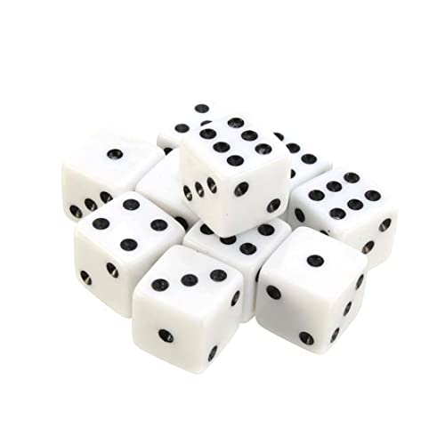 Veesper Mini weißer Würfel 100pcs 8mm weißer Würfel mit schwarzen Pips Punkt für Brettspiele, Mathematiklernen, Casino-Thema, Partydekorationen, Kind von Veesper