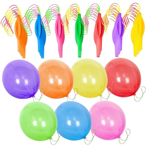 Punchballons für Kinder 35pcs 18 Zoll verschiedene Farben Neon -Stempelballons mit Gummiband -Griffe Latexballon für tägliche Spiele Hochzeitsgeburtstagsfeier Gefälligkeiten von Veesper