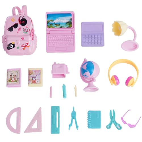 Veesper 18pcs Mini Dollhouse Accessoires, einschließlich winziger Rucksack, Mini -Laptop, Schreibtischlampe, Schreibwaren, Globus, Brille, Kopfhörer Puppenhauszubehör Set Veesper 18pcs Mini Dollhouse Accessoires, einschließlich winziger Rucksack, Mini -Laptop, Schreibtischlampe, Schreibwaren, Globus, Brille, Kopfhörer Puppenhauszubehör Set von Veesper
