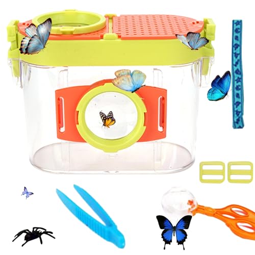 Veesper Bug Catcher Kit für Kinder, pädagogisches Outdoor -Set mit Schmetterlingsnetz, Lupenglas, Pinzetten, Bug Collector & Model, lustiges Campingspielzeug für Jungen und Mädchen von Veesper