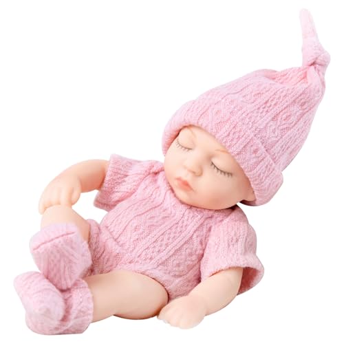 Veesper Neugeborene Babypuppe 7 Zoll Soft Vinyl Mini Babypuppen Realistische Babypuppe mit tragbaren Kleidung tragbare Mini Silicone Babypuppen für Kindergeschenke, Stil 2 von Veesper