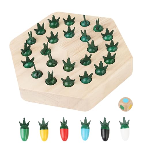 Veeteah Karotten-Memory-Spiel, Memory-Schachspiel - Karotten-Memory-Spiel aus Holz für Kinder - Verbessern Sie die praktischen Fähigkeiten von Kindern ab 3 Jahren. Brettspiele für Wohnzimmer, von Veeteah