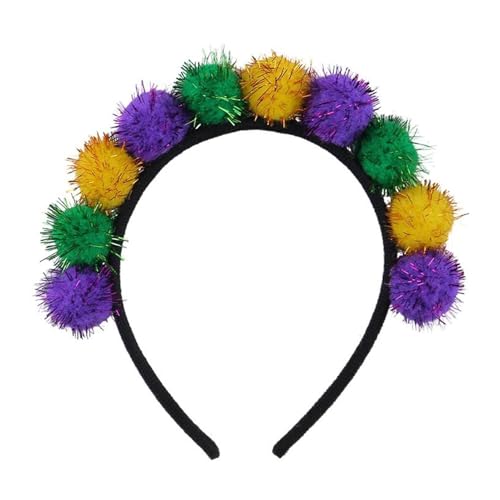 Veeteah Pom Stirnbänder für Frauen, Ballstadbänder für | Buntes Regenbogen -Pom -Stirnband | Dress -up Hair Ornament, Cosplay -Mode -Kopfschmuck für Erwachsene Mädchen, Frauen von Veeteah