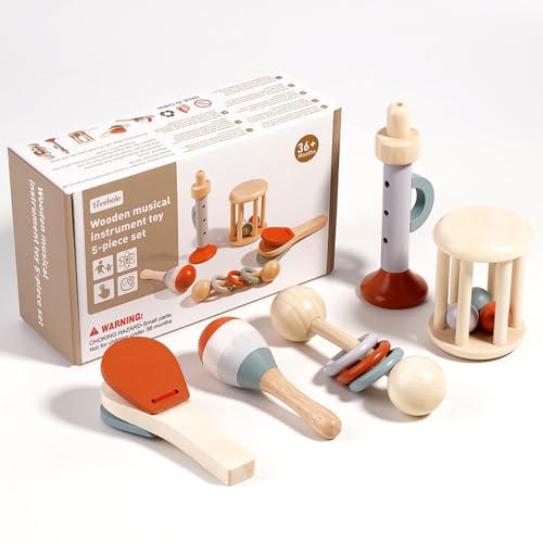 Musikinstrumente für Kinder 5 Stück Holzspielzeug Montessori Spielzeug Trompete,Kastagnetten,Maracas,Käfigrasseln,Ringrasseln Baby Musikspielzeug ab 1 2 3 Jahre Musikinstrumente für Kinder 5 Stück Holzspielzeug Montessori Spielzeug Trompete,Kastagnetten,Maracas,Käfigrasseln,Ringrasseln Baby Musikspielzeug ab 1 2 3 Jahre von Vefacion