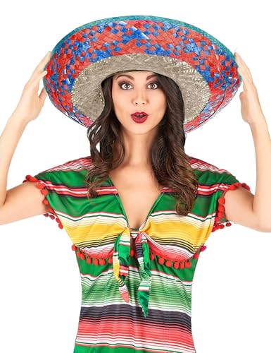 DEGUISE TOI Mexikanischer Sombrero für Erwachsene mit Krempe in Rot und Blau - Bunt von DEGUISE TOI