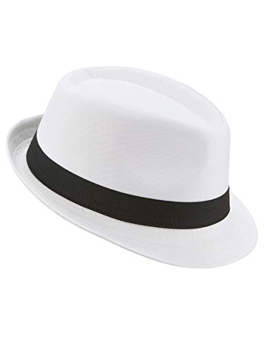 DEGUISE TOI Weißer Borsalino-Hut mit schwarzem Band - Grau, Weiss von Vegaoo