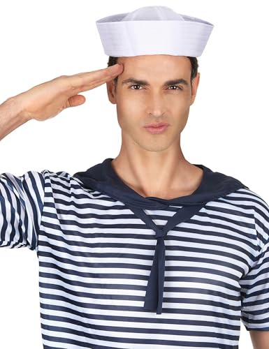 DEGUISE TOI VEGAOO - Weißer Hut Matrose für Erwachsene - Hut - Einheitsgröße - Weiß - Accessoires - 100% Polyester - 30C Handwäsche von DEGUISE TOI