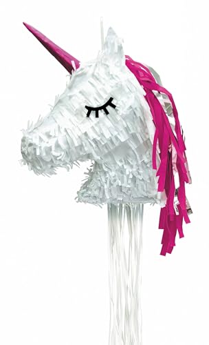 Einhorn-Piñata weiss-pink 47x32x8cm - Grau, Weiss Einhorn-Piñata weiss-pink 47x32x8cm - Grau, Weiss von Vegaoo