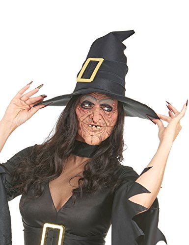 DEGUISE TOI Generique Halloween-Halbmaske Hexenmaske mit Falten Hautfarbe-grau-schwarz Einheitsgröße von Vegaoo