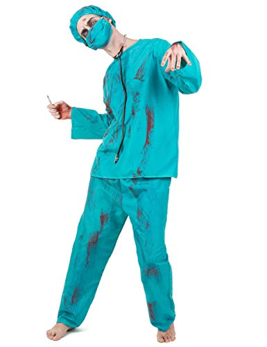 KULTFAKTOR GmbH Zombie Chirurg Halloween-Herrenkostüm blau L von Vegaoo