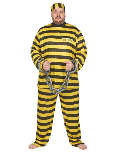 Vegaoo Gefangenerkostüm Plus Size für Erwachsene gelb - XXL von Vegaoo