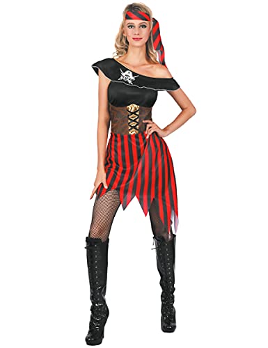 Vegaoo Heißes Piraten-Damenkostüm schwarz-rot-Weiss - L von Vegaoo