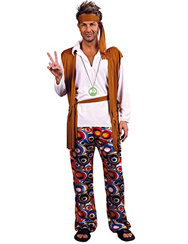 Vegaoo Hippie-Kostüm für Herren in Übergröße Karneval bunt - XXL von Vegaoo