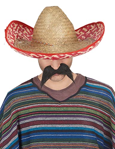 DEGUISE TOI Mexikanischer Sombrero für Erwachsene Strohhut beige-rot - Bunt von Vegaoo