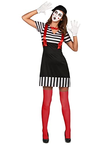 Vegaoo - Pantomime-Damenkostüm Karneval Weiss-schwarz-rot von DEGUISE TOI